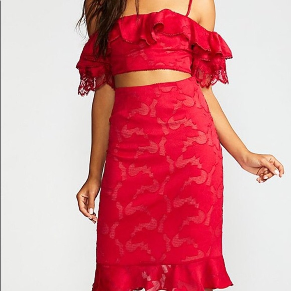 red free people skirt set